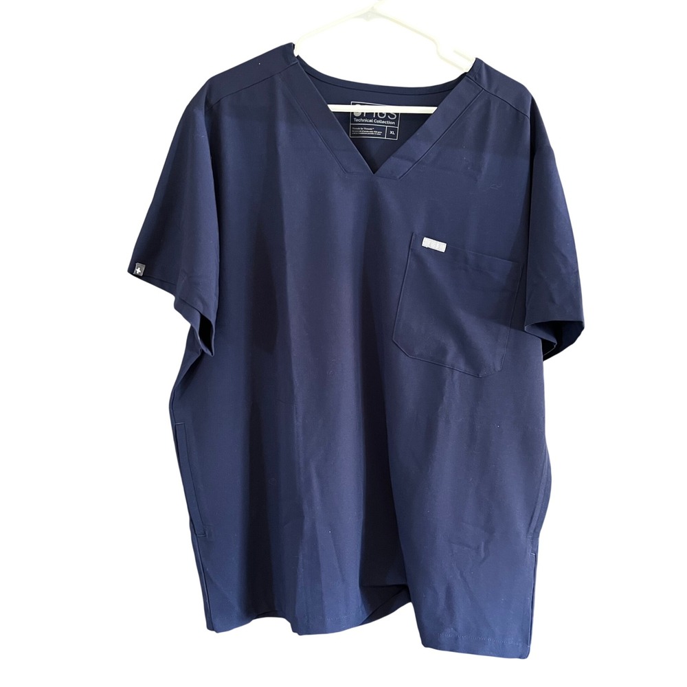 FIGS Technical Collection Navy Blue V-Neck Scrub Top XL TM3000 Mens Short Sleeve